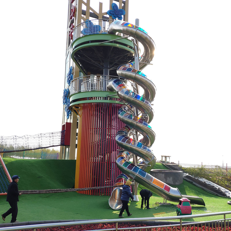 户外大型不锈钢滑梯