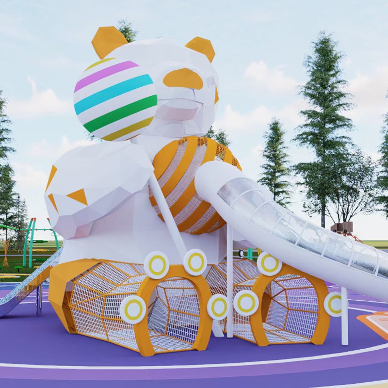 户外滑梯-熊猫主题